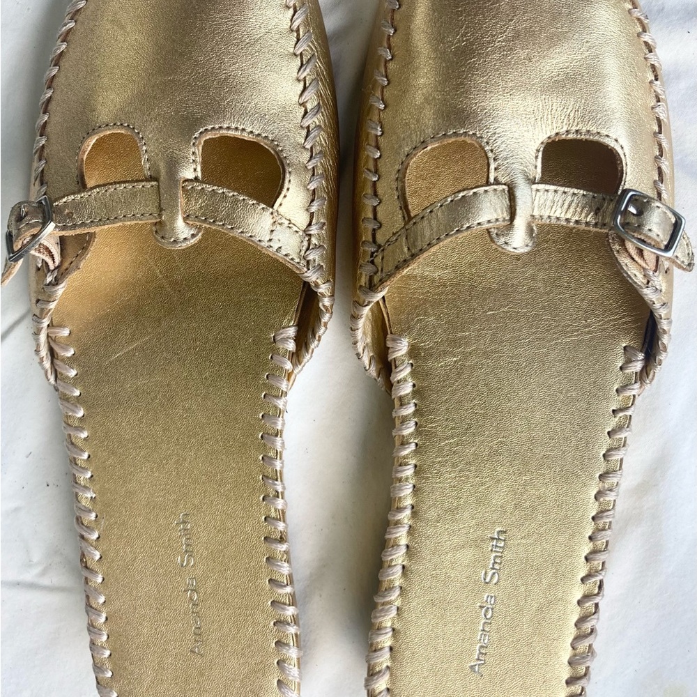 Amanda Smith Metallic Gold Leather Mules!